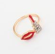 Fashional Rhinetone Decorated Red Lips Shape Ring For Women on Sale