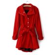 Vintage Metal Buttons Flouncing Long Sleeves Women s Coat With A Belt RED For Cheap