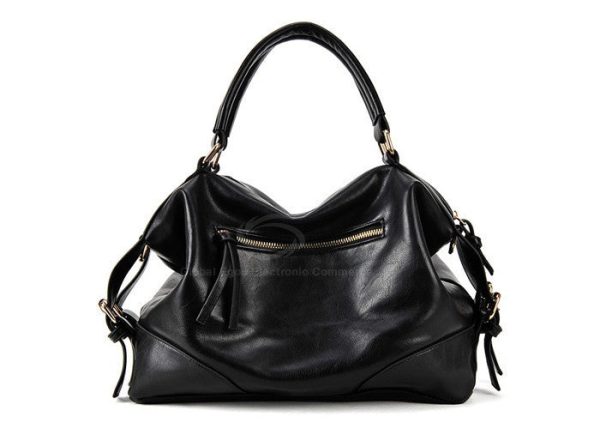 Casual PU Leather Vintage Design Women s Tote BLACK Hot on Sale