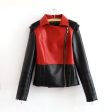 Jacket for Women Turn-Down Collar Faux Leather RED Sale