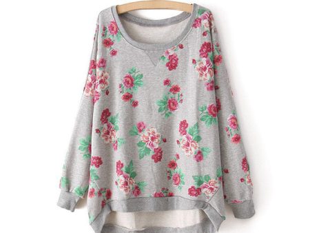 Floral Print Sweatshirt For Women GRAY Supply