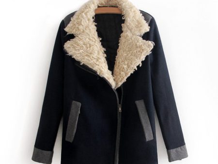 Women s Coat Vintage Lapel Collar Color NAVY For Discount