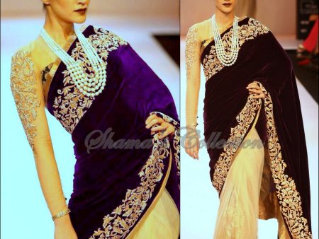 3050 Beige-purple saree outfit set Online