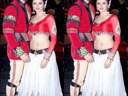 4048 Riddhi s red-white lehenga in Nach Baliye outfit set Sale