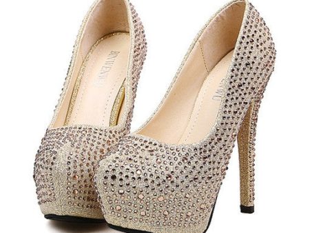 Party Shining Rhinestones Design Women s High Heel Pumps Cheap