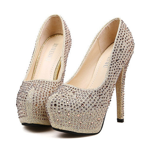 Party Shining Rhinestones Design Women s High Heel Pumps Cheap