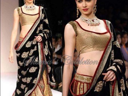 1004 Fishcut black-gold lehenga Outfit Sets For Sale