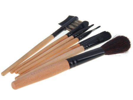 7PCS Super Soft Synthetic Make-up Brushes with Makeup Bag (WOOD) Online now