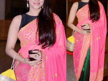 3052 Asin s pink-green saree outfit set Sale