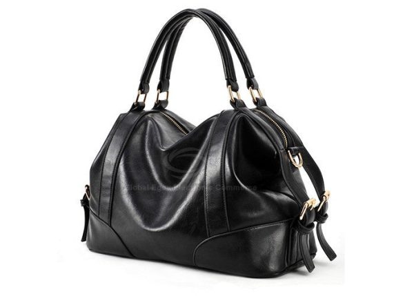 Casual PU Leather Vintage Design Women s Tote BLACK Hot on Sale