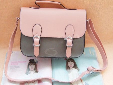 Everyday PU Leather Messenger Women s Bag GRAY AND PINK Hot on Sale