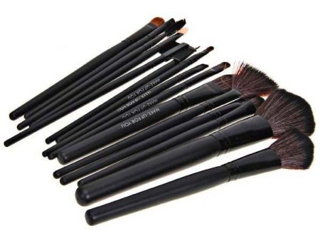 15PCS Cosmetic Brushes Professional Make-up Tool with Black Leather Bag Fashion