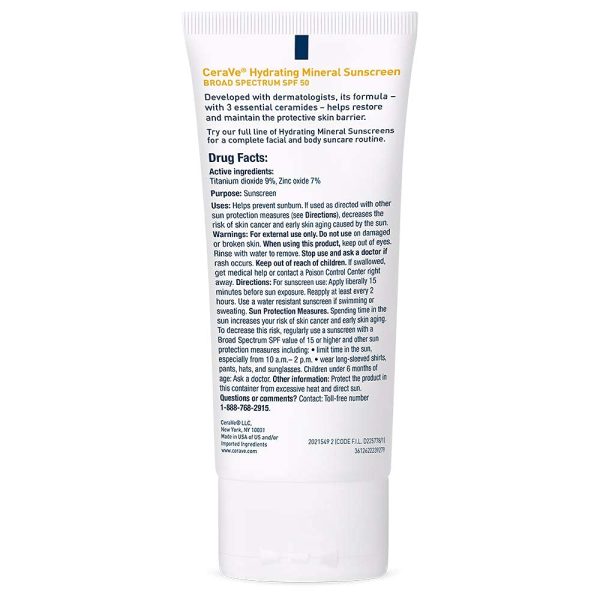 Cerave mineral sunscreen 100 % oil free travel size 2.5 oz For Cheap