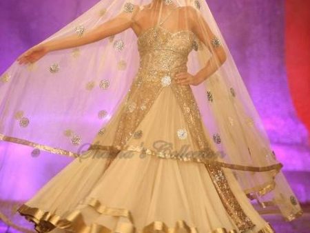 1007 Golden-cream bridal lacha  Outfit Sets Hot on Sale