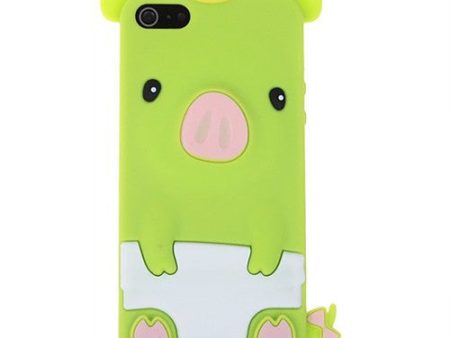 Popular Pig Shape Soft Silicone Case Cover for iPhone 5 - Jade Green on Sale