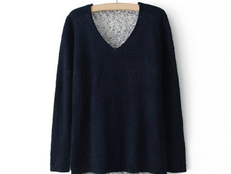 Back Hollowed Acrylic Sweater NAVY Online Sale