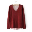 Back Hollowed Acrylic Sweater WINE RED Discount