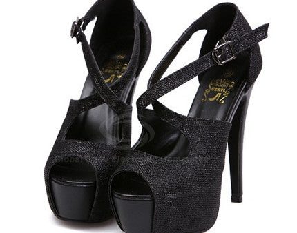 Party Cross-Strap and Stiletto Heel Design Women s Sandals BLACK Online now