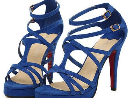 Party Stiletto Heel and Solid Color Design Women s Heel BLUE For Sale