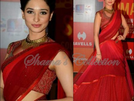 4058 Tamanna s red half saree outfit set Cheap