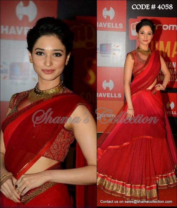 4058 Tamanna s red half saree outfit set Cheap