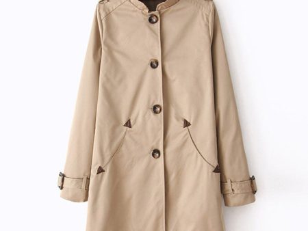 Vintage Style Stand Collar Splicing Single-Breasted Long Sleeves Women s Coat on Sale