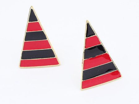 Pair Of Exaggerated Chic Style Alloy Stripe Women s Triangle Stud Earrings For Sale