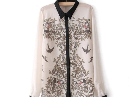 Long Sleeves Casual Shirt Blouse Japanese Print Supply