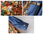 Floral Pattern Turn-Down Collar Long Sleeve Jeans Shirt Supply