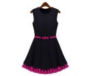 Party Elegant Sleeveless Flounce Dress BLACK and PINK For Discount