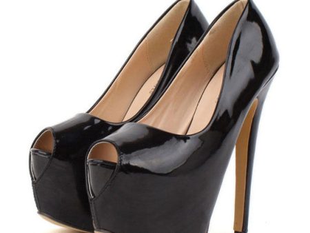 Party Solid Color and Sexy Stiletto Heel Design Women s Peep Toed Shoes BLACK Sale