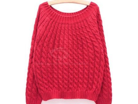 Braids Woolen Yarn Winter Sweater RED Discount