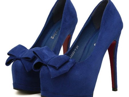 Party Bowknot and High Heel Design Women s Suede Pumps on Sale