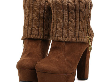 Pretty Weaving and Zipper Design Women s Short Boots BROWN For Discount