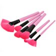 24PCS Professional Cosmetic Tool Nylon Hair Brushes with Leather Bag - Pink For Discount