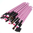 24PCS Professional Cosmetic Tool Nylon Hair Brushes with Leather Bag - Pink For Discount