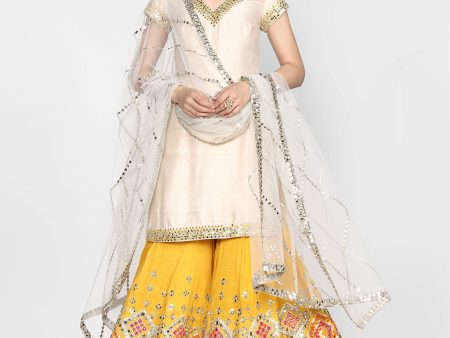 Abhinav Mishra  Off White And Yellow Sharara Set Online now