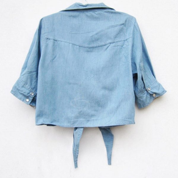 Popular Shirt Collar Half Sleeve Women s Denim Shirt Fashion