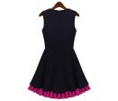 Party Elegant Sleeveless Flounce Dress BLACK and PINK For Discount