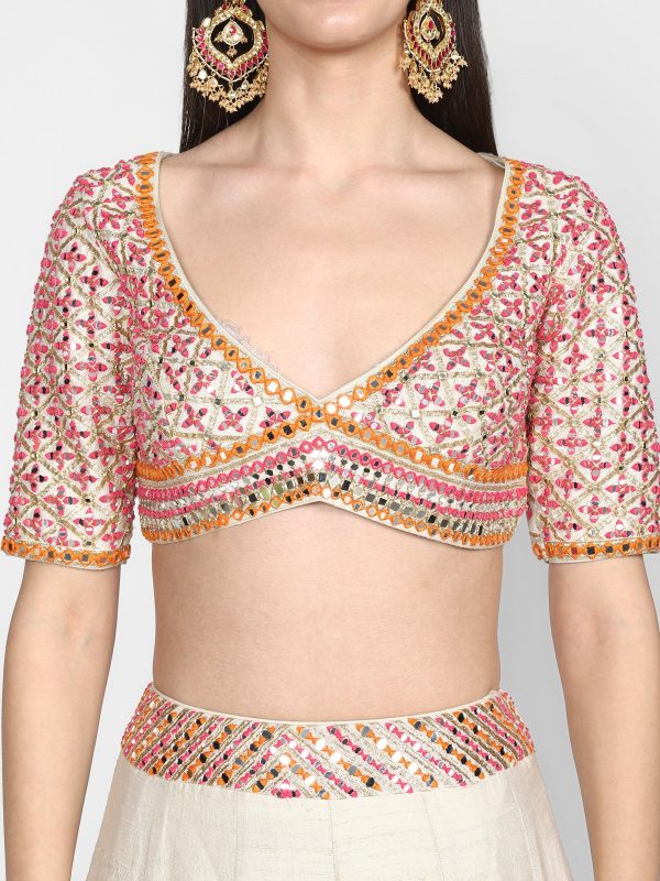 Abhinav Mishra  Poweder Blue And Pink, Orange Lehenga Set Online