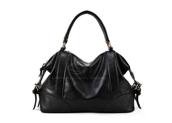 Casual PU Leather Vintage Design Women s Tote BLACK Hot on Sale