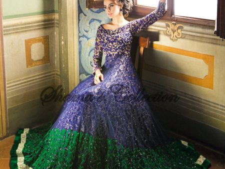 1145 Peacock color inspired bridal gown Outfit Sets For Sale