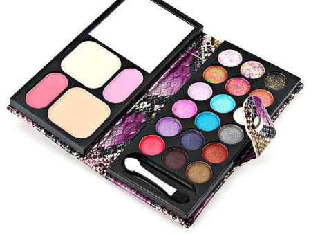 Delicate Elegant Purse Cosmetic Set Eye Shadows Blushers and Foundation with Snake Texture Pattern Online Hot Sale