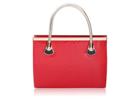 Work Solid Color Metal and Weaving Design Women s Tote Bag Red For Cheap