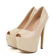 Party Solid Color and Sexy Stiletto Heel Design Women s Peep Toed Shoes APRICOT Online Sale