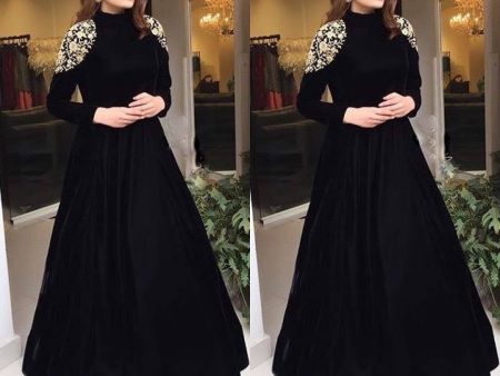 2426 Sober Black Gown with Zadosi Work outfit set on Sale