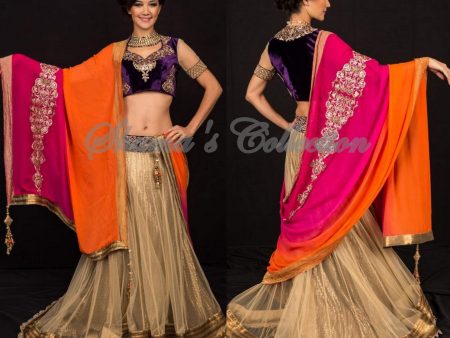 1017 Gold and colorful bridal lehenga Outfit Sets on Sale