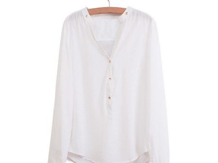 Long Sleeves Casual Shirt Blouse WHITE Fashion