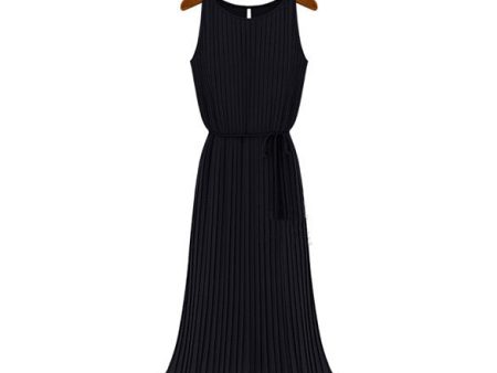 Chiffon Long Dress Flounce Sleeveless Maxi Dress BLACK Online Hot Sale