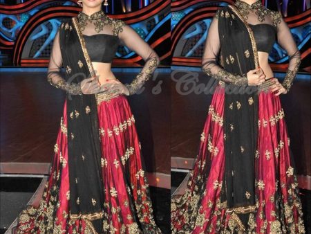 1003 Tamanna in bridal black maroon lehenga Outfit Sets Online Hot Sale